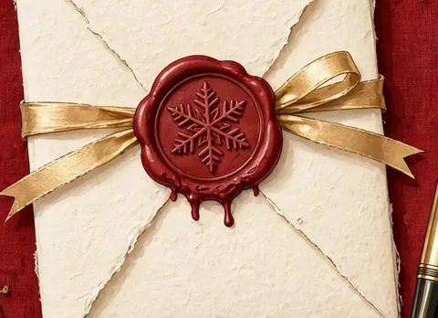 A sealed envelope with Santa's red wax seal